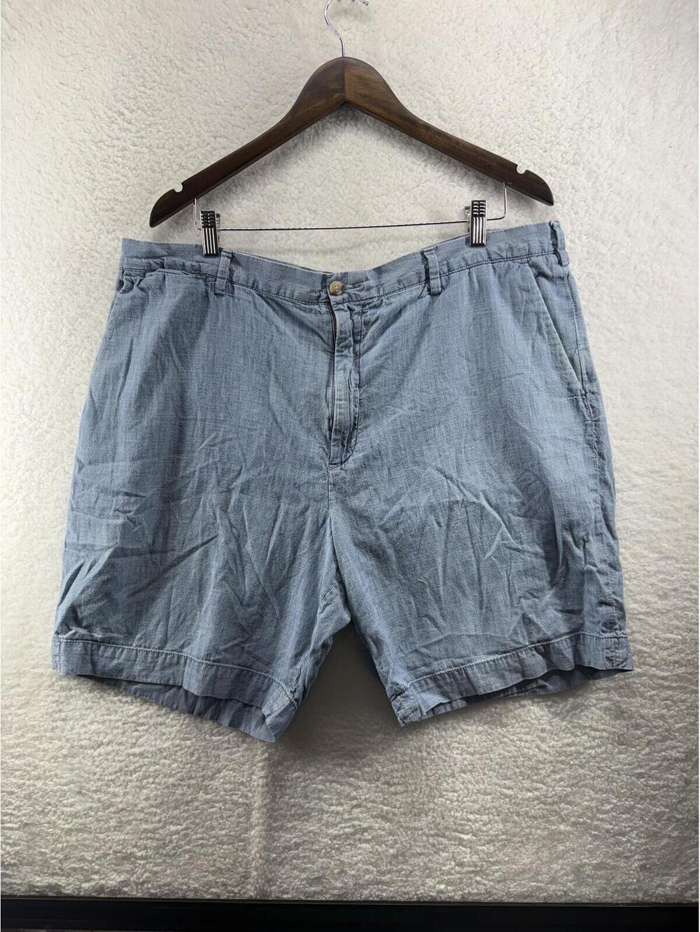 Polo Ralph Lauren Chambray Cotton Flat Front Shorts Mens 40 Blue 8" Inseam